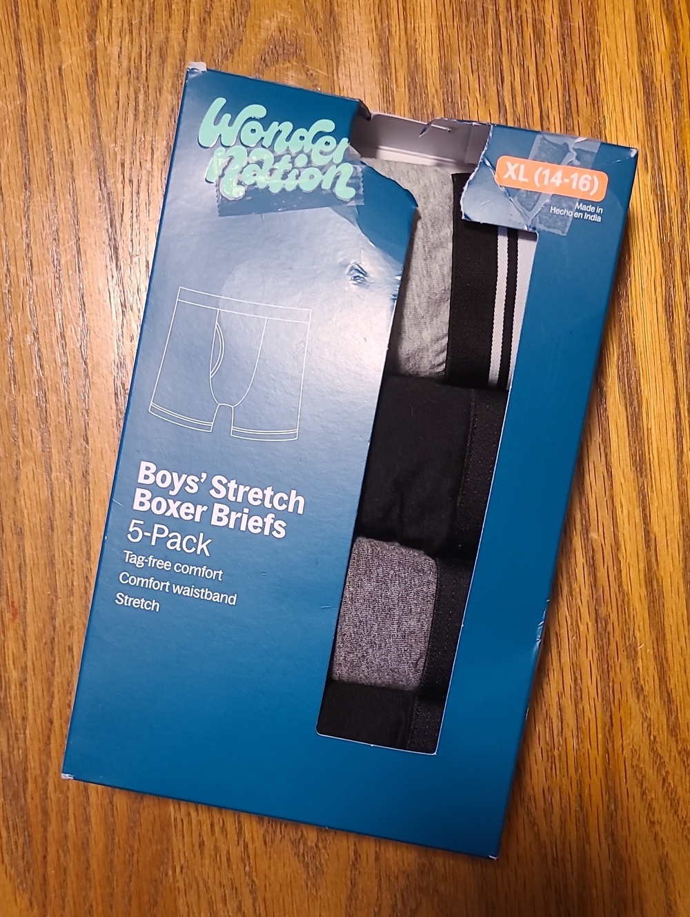 wonder nation Boys' 4-Pack Stretch Boxer Briefs - Black & Gray